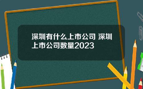 深圳有什么上市公司 深圳上市公司数量2023