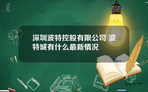 深圳波特控股有限公司 波特城有什么最新情况