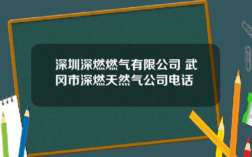 深圳深燃燃气有限公司 武冈市深燃天然气公司电话