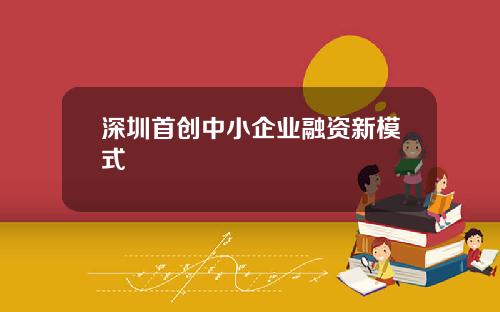 深圳首创中小企业融资新模式