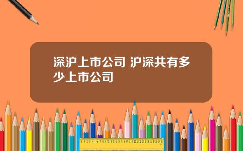 深沪上市公司 沪深共有多少上市公司