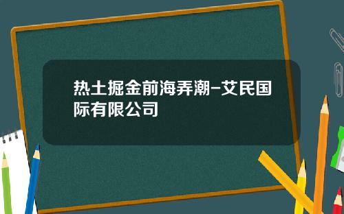 热土掘金前海弄潮-艾民国际有限公司