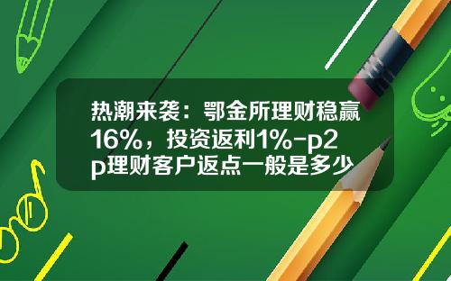 热潮来袭：鄂金所理财稳赢16%，投资返利1%-p2p理财客户返点一般是多少