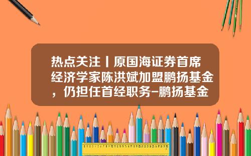 热点关注丨原国海证券首席经济学家陈洪斌加盟鹏扬基金，仍担任首经职务-鹏扬基金管理有限公司