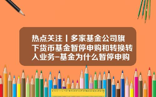 热点关注丨多家基金公司旗下货币基金暂停申购和转换转入业务-基金为什么暂停申购