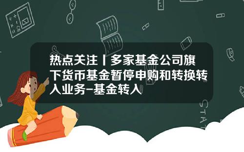 热点关注丨多家基金公司旗下货币基金暂停申购和转换转入业务-基金转入