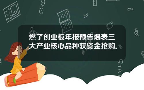 燃了创业板年报预告爆表三大产业核心品种获资金抢购.