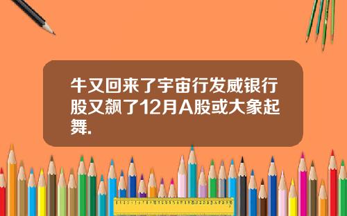 牛又回来了宇宙行发威银行股又飙了12月A股或大象起舞.