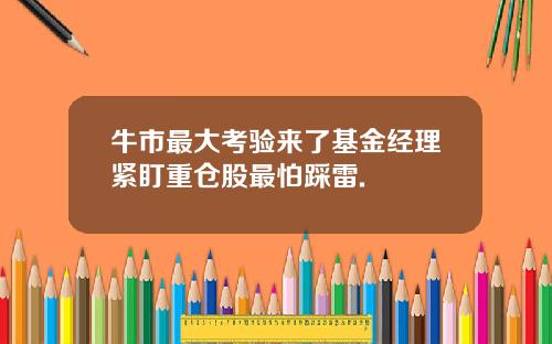 牛市最大考验来了基金经理紧盯重仓股最怕踩雷.