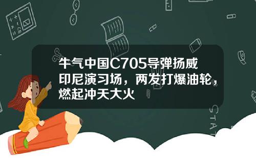 牛气中国C705导弹扬威印尼演习场，两发打爆油轮，燃起冲天大火