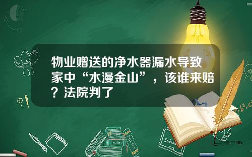 物业赠送的净水器漏水导致家中“水漫金山”，该谁来赔？法院判了