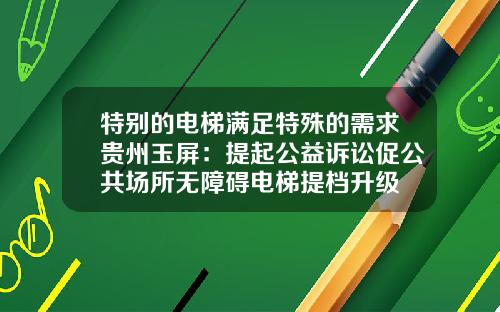特别的电梯满足特殊的需求贵州玉屏：提起公益诉讼促公共场所无障碍电梯提档升级