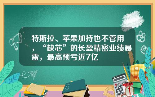 特斯拉、苹果加持也不管用，“缺芯”的长盈精密业绩暴雷，最高预亏近7亿
