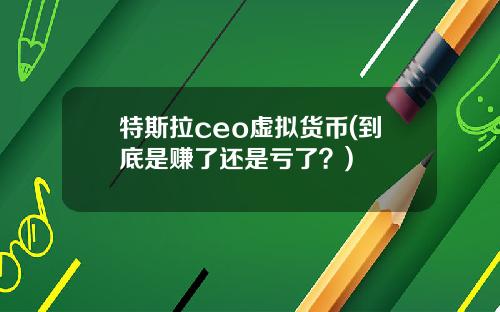 特斯拉ceo虚拟货币(到底是赚了还是亏了？)