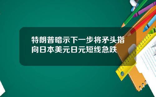特朗普暗示下一步将矛头指向日本美元日元短线急跌