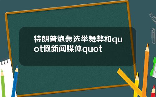 特朗普炮轰选举舞弊和quot假新闻媒体quot