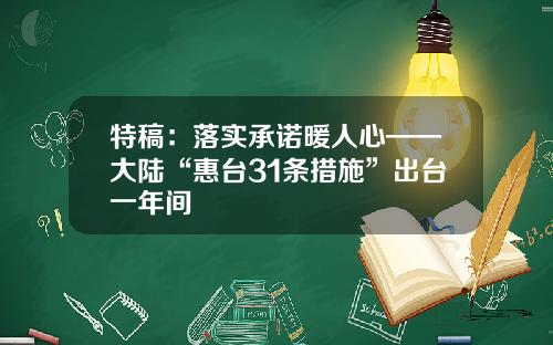 特稿：落实承诺暖人心——大陆“惠台31条措施”出台一年间