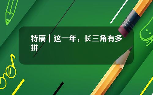 特稿｜这一年，长三角有多拼