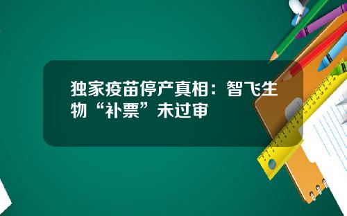 独家疫苗停产真相：智飞生物“补票”未过审