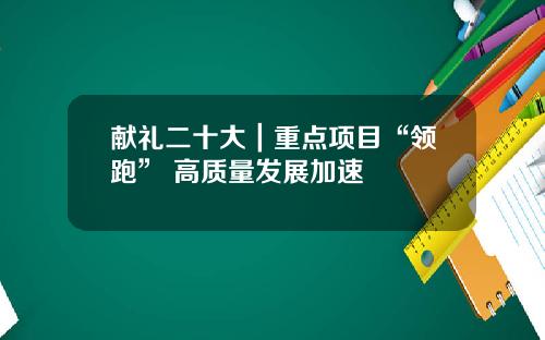 献礼二十大｜重点项目“领跑” 高质量发展加速