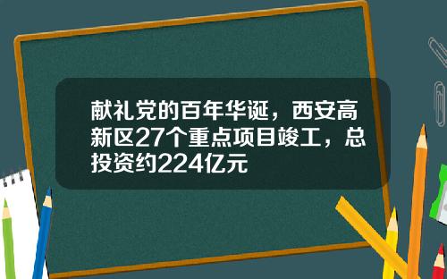 献礼党的百年华诞，西安高新区27个重点项目竣工，总投资约224亿元