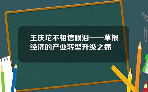 王庆坨不相信眼泪——草根经济的产业转型升级之痛