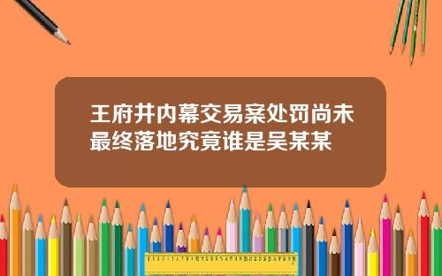 王府井内幕交易案处罚尚未最终落地究竟谁是吴某某
