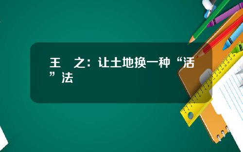 王熜之：让土地换一种“活”法