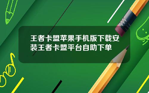 王者卡盟苹果手机版下载安装王者卡盟平台自助下单