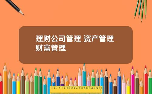 理财公司管理 资产管理 财富管理