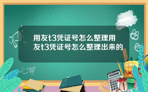 用友t3凭证号怎么整理用友t3凭证号怎么整理出来的
