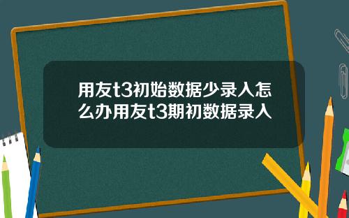 用友t3初始数据少录入怎么办用友t3期初数据录入