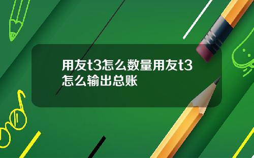 用友t3怎么数量用友t3怎么输出总账