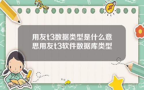 用友t3数据类型是什么意思用友t3软件数据库类型