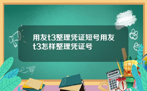 用友t3整理凭证短号用友t3怎样整理凭证号