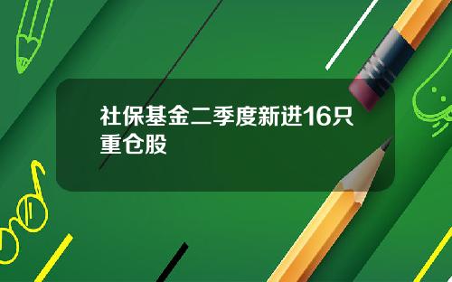 社保基金二季度新进16只重仓股