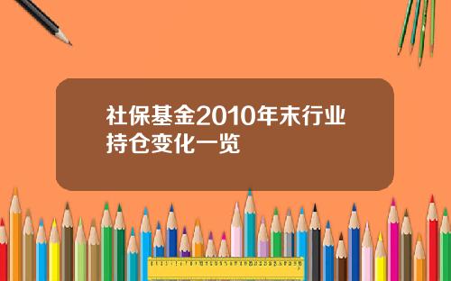 社保基金2010年末行业持仓变化一览