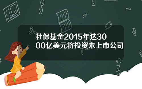 社保基金2015年达3000亿美元将投资未上市公司