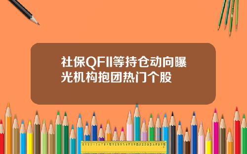 社保QFII等持仓动向曝光机构抱团热门个股