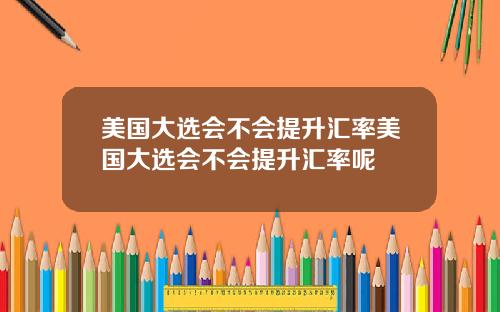 美国大选会不会提升汇率美国大选会不会提升汇率呢