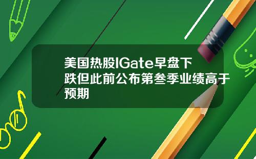 美国热股IGate早盘下跌但此前公布第叁季业绩高于预期