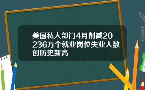 美国私人部门4月削减20236万个就业岗位失业人数创历史新高