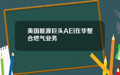 美国能源巨头AEI在华整合燃气业务