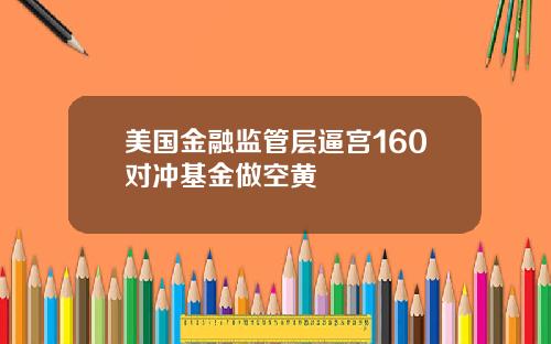 美国金融监管层逼宫160对冲基金做空黄