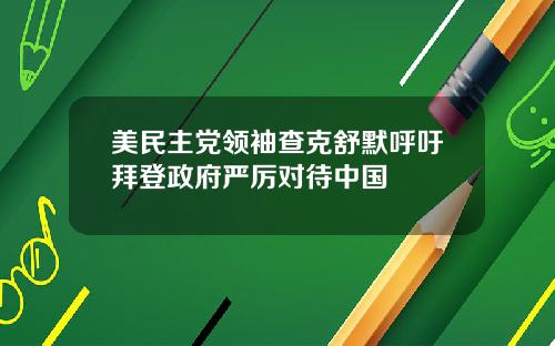 美民主党领袖查克舒默呼吁拜登政府严厉对待中国