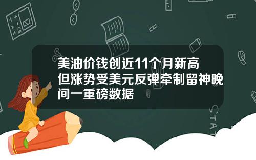 美油价钱创近11个月新高但涨势受美元反弹牵制留神晚间一重磅数据