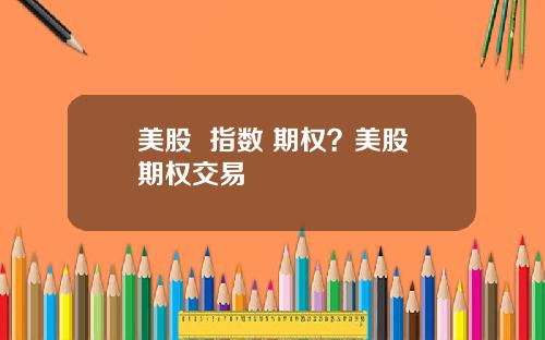 美股  指数 期权？美股期权交易