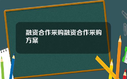 融资合作采购融资合作采购方案