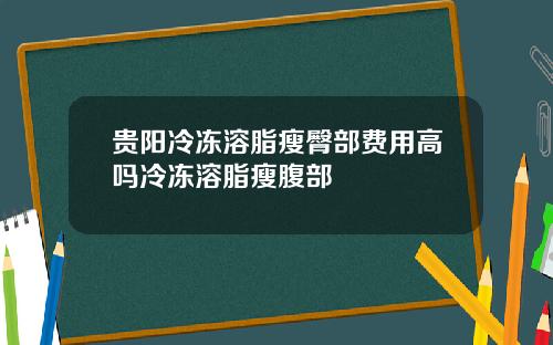 贵阳冷冻溶脂瘦臀部费用高吗冷冻溶脂瘦腹部