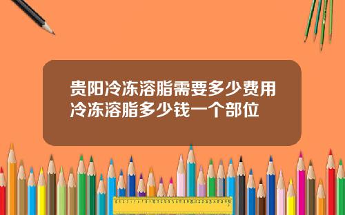贵阳冷冻溶脂需要多少费用冷冻溶脂多少钱一个部位